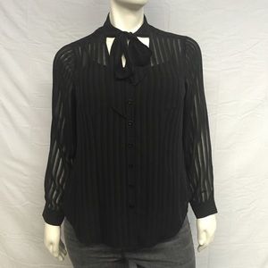 NWT Torrid sheer stripe tie collar top